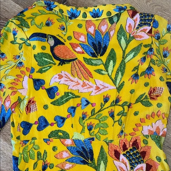 NWT originally $220 Farm Rio Long Sleeve Summer Garden Yellow Maxi Dress XL - Picture 12 of 16